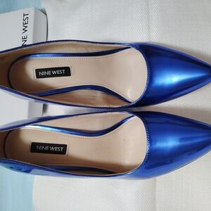 Nine West Shiny Blue Heels